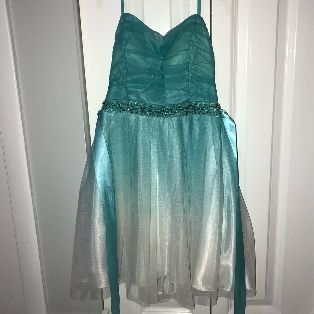 mint green/blue dress